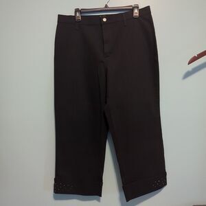 FDJ French Dressing Black Cropped Pants Womens Size 14 Bootcut Ankle Capris